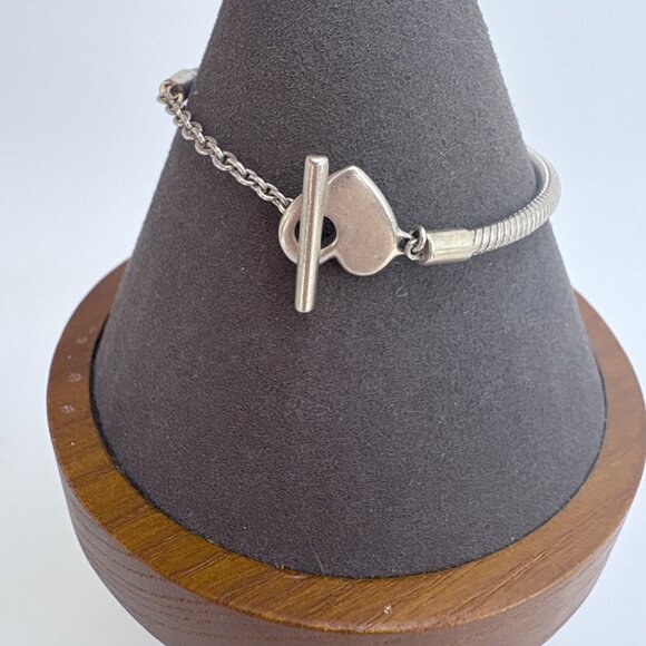 Pandora ALE Sterling Silver 925 Heart Snake Chain Bracelet Size 6.5" Length - Picture 3 of 10